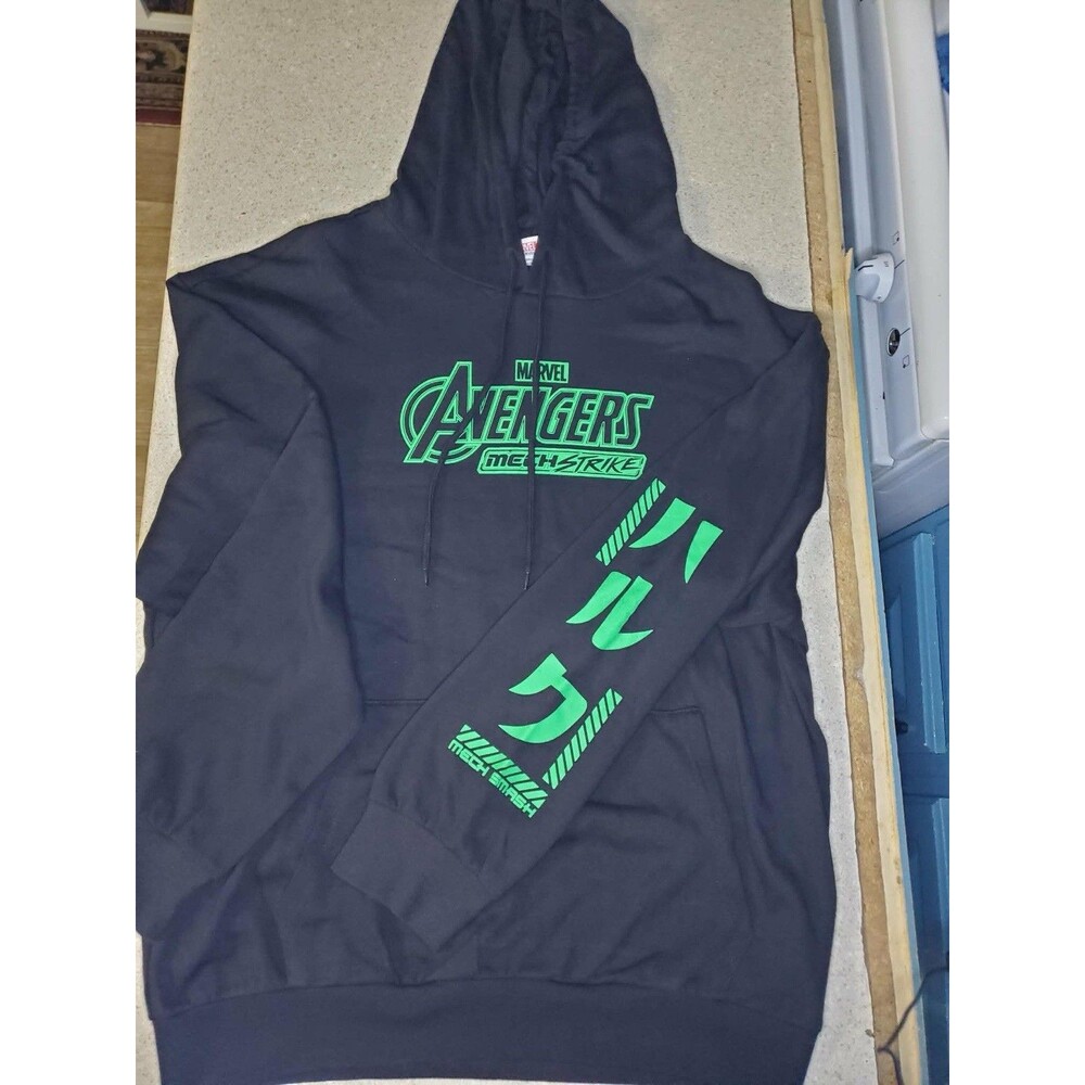 Avengers Mech Strike Hulk Black Hoodie w/ Back Graphic Size XL gamer green nerd